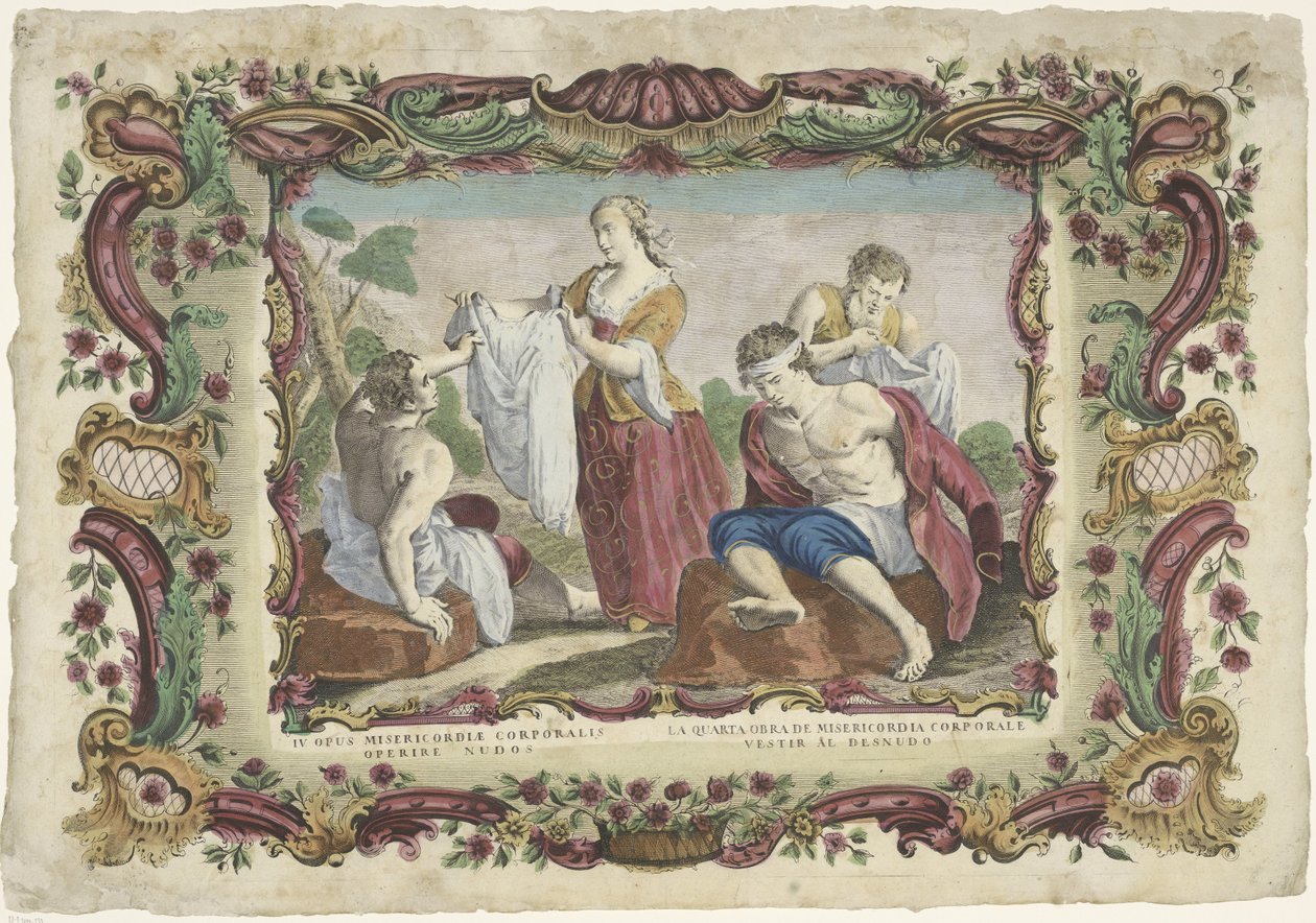 Ubieranie aktów IV opus misericordiae corporalis / La quarta obra de misericordia corporal (...) (tytuł na obiekcie) Dzieła miłosierdzia (tytuł serii) autorstwa Giovanni Volpato