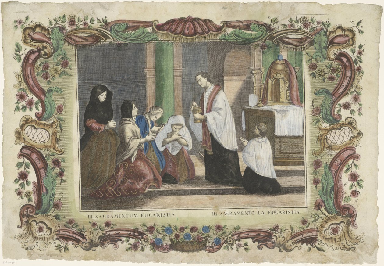 Sakrament Eucharystii III. sacramentum eucaristia / III. sacramento la eucaristia (tytuł na przedmiocie) Siedem sakramentów (tytuł serii) autorstwa Giovanni Volpato