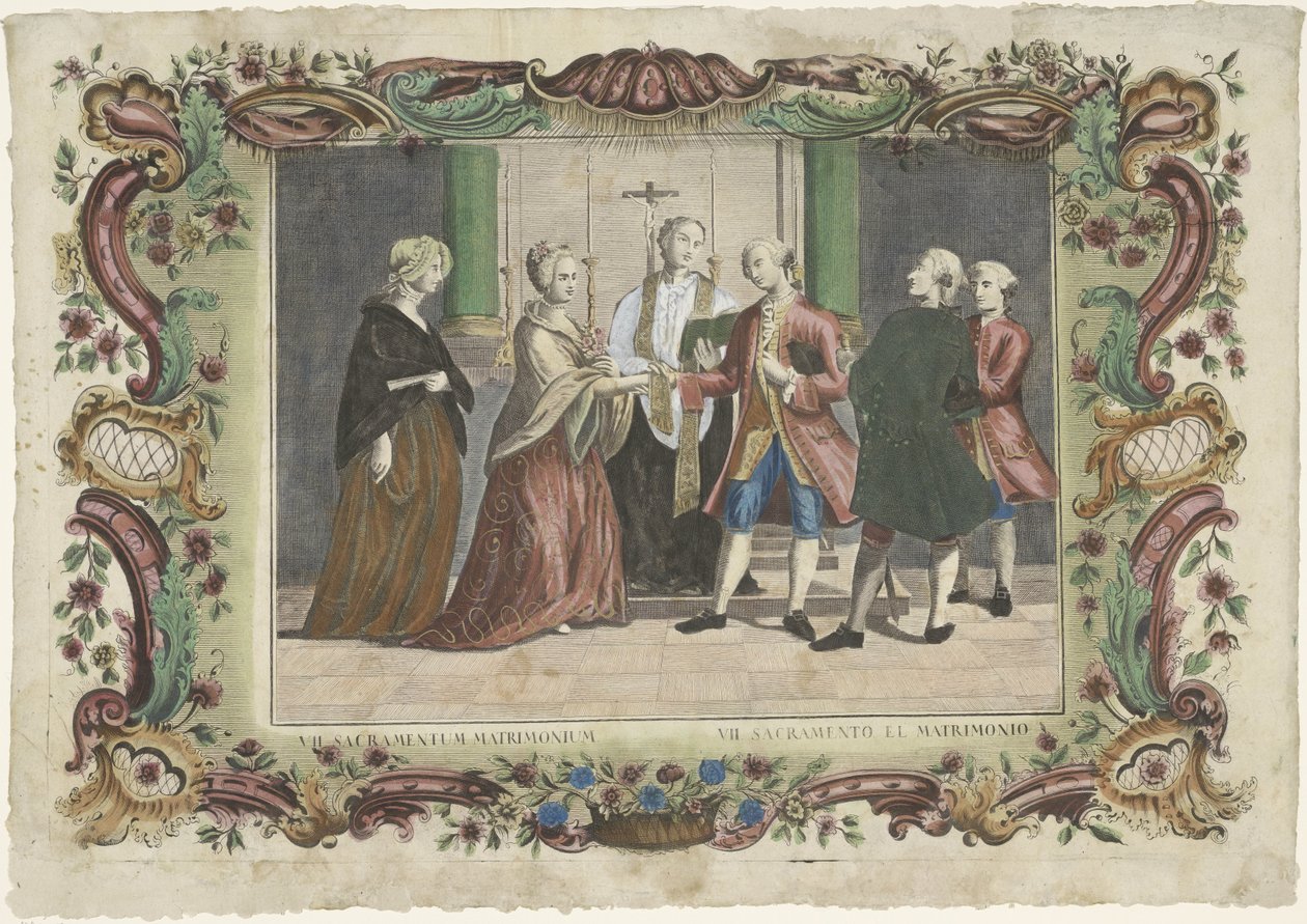 Sakrament małżeństwa VII. sacramentum matrimonium / VII. sacramento el matrimonio (tytuł na przedmiocie) Siedem sakramentów (tytuł serii) autorstwa Giovanni Volpato