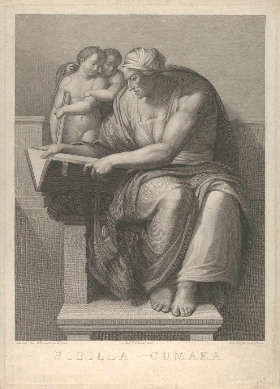 Sybilla Kumejska według fresku Michała Anioła w Kaplicy Sykstyńskiej, 1784-90. autorstwa Giovanni Volpato