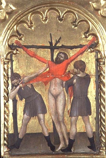 Chrystus na krzyżu, fragment z poliptyku Ospedale della Misericordia, 1353-63 autorstwa Giovanni da Milano