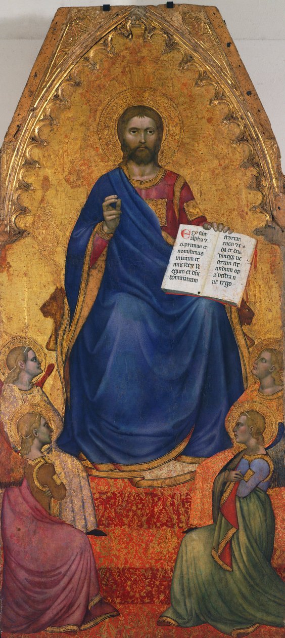 Intronizowany Chrystus adorowany przez anioły, Giovanni da Milano (czynny od 1346 do 1369), tempera i złoto na panelu autorstwa Giovanni da Milano