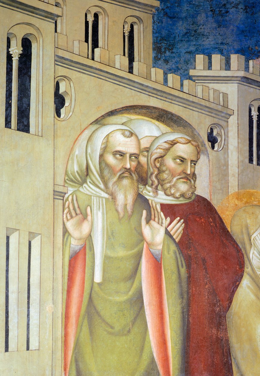 Postacie mężczyzn, fragment ze Zmartwychwstania Łazarza autorstwa Giovanni da Milano