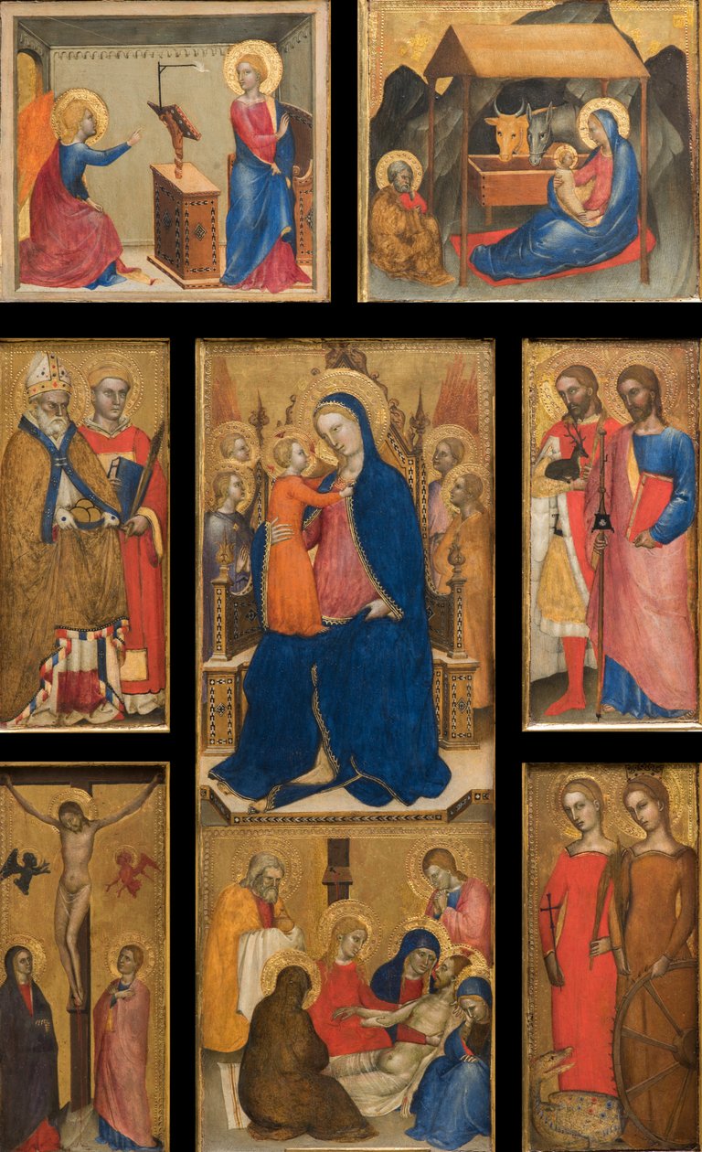 Włoski:  Polittico con Madonna con Bambino Madonna z Dzieciątkiem i świętymi autorstwa Giovanni da Milano