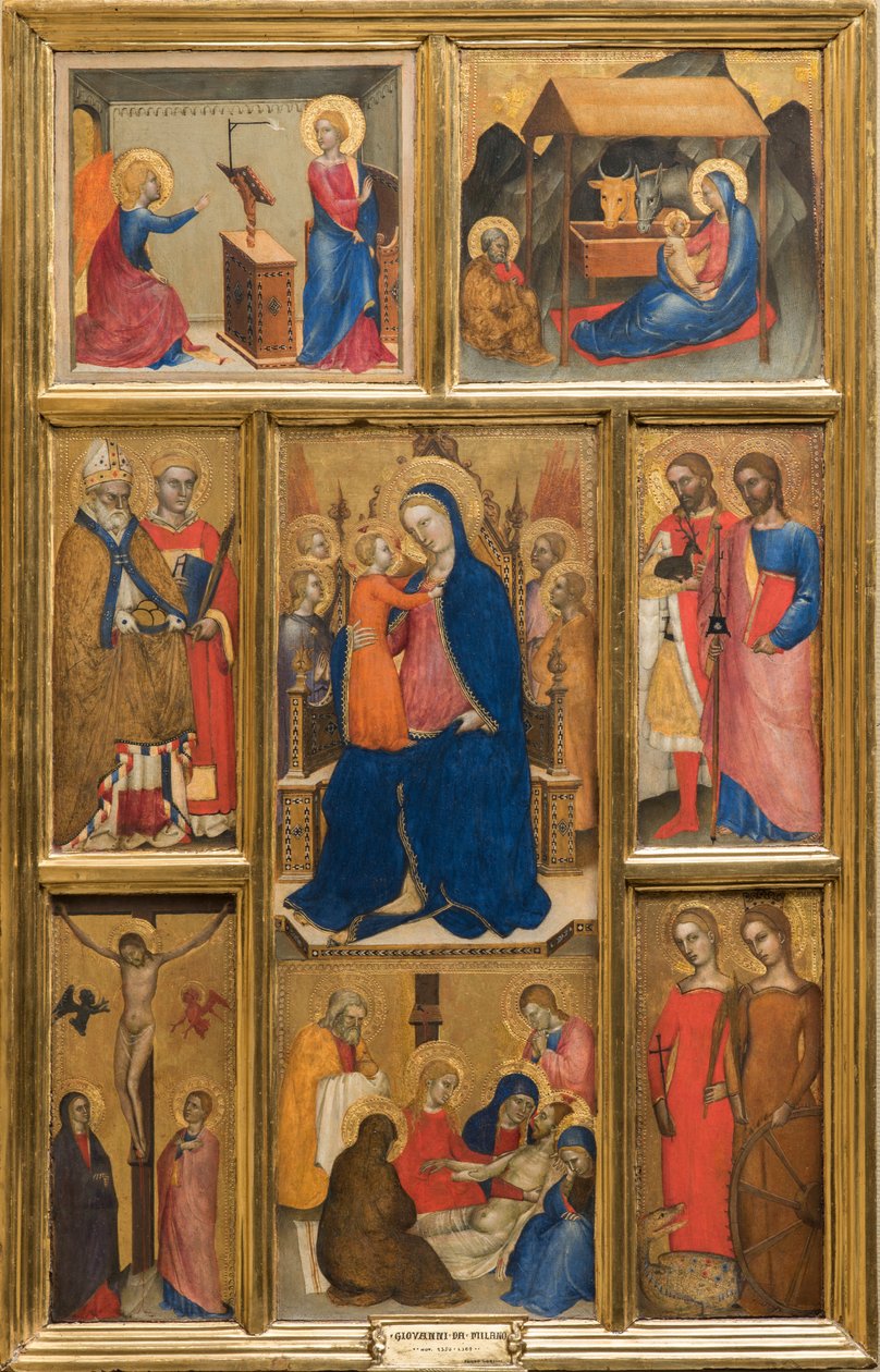Włoski:  Polittico con Madonna con Bambino Madonna z Dzieciątkiem i świętymi autorstwa Giovanni da Milano