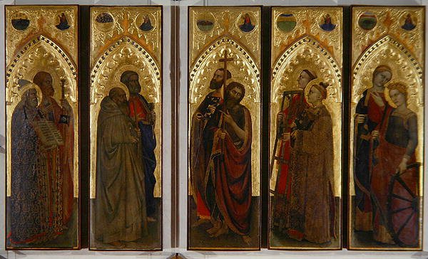 Święci, dziewice i męczennicy, ok. 1350-60 (tempera na panelu) autorstwa Giovanni da Milano