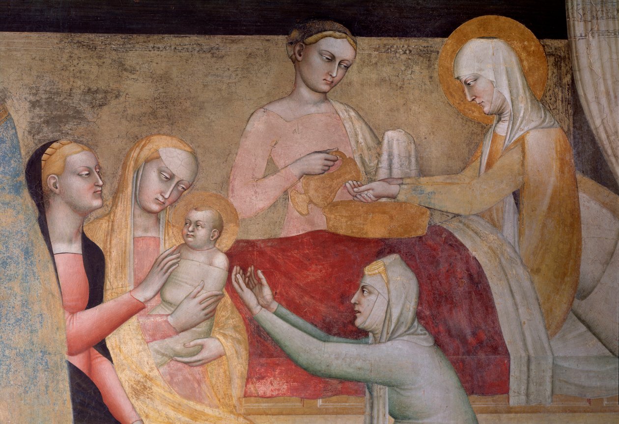Życie Dziewicy: narodziny Maryi, szczegół (Fresco autorstwa Giovanni da Milano