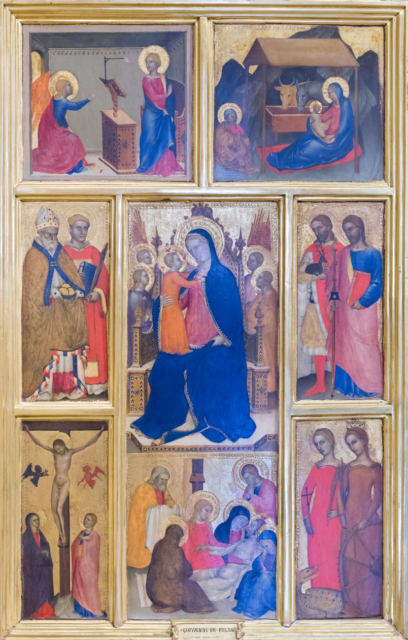 Dziewica Maryja i dziecko ze świętymi i sceny z życia Chrystusa autorstwa Giovanni da Milano