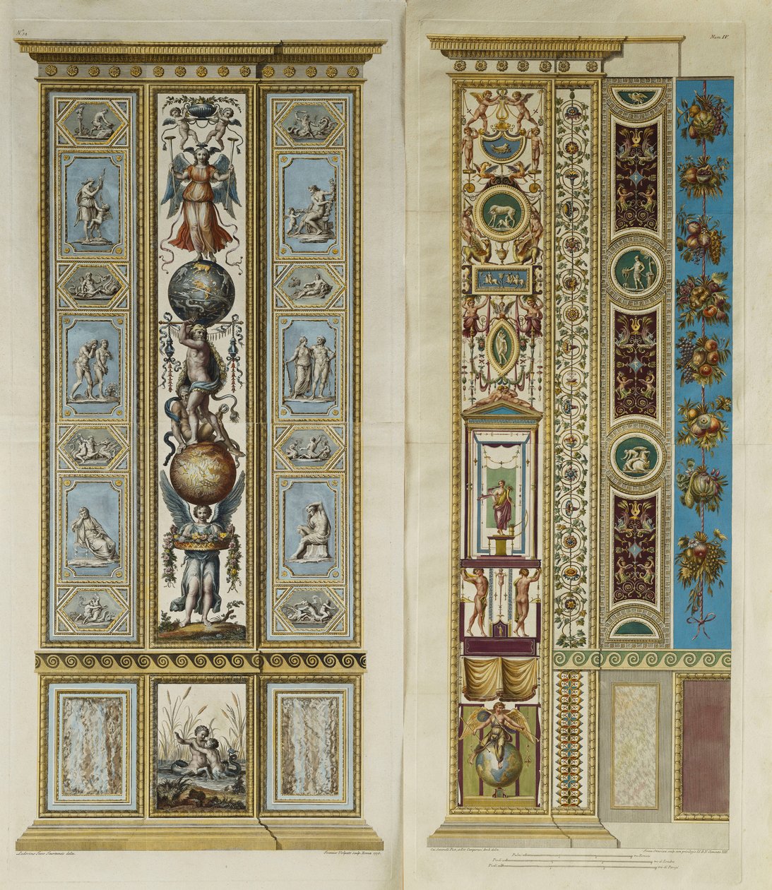 Ozdoby arabeskowe w loggii watykańskiej (kolorowy grawerunek) autorstwa Giovanni da Udine (after)