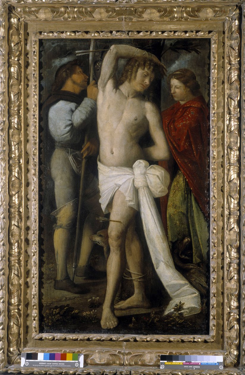 Św. Roch, Św. Sebastian i Św. Małgorzata (olej na płótnie) autorstwa Giovanni de Busi Cariani