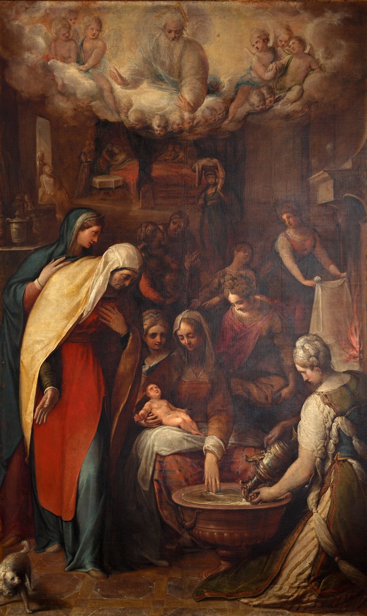 Narodzenia Najświętszej Maryi Panny, koniec XVI w. autorstwa Giovanni de Vecchi