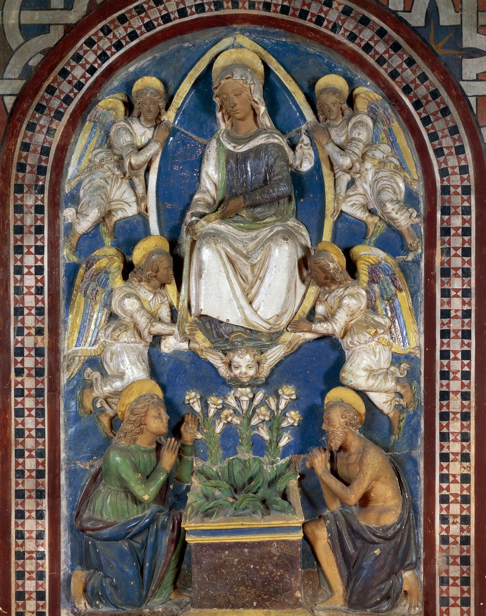 Wniebowzięcie Najświętszej Maryi Panny, Majolica autorstwa Giovanniego della Robbia (1469-1529), Magistrate Palace Palazzo Pretorio, Dawny zamek hrabiów Guidi, Poppi, Toskania, Włochy autorstwa Giovanni della Robbia