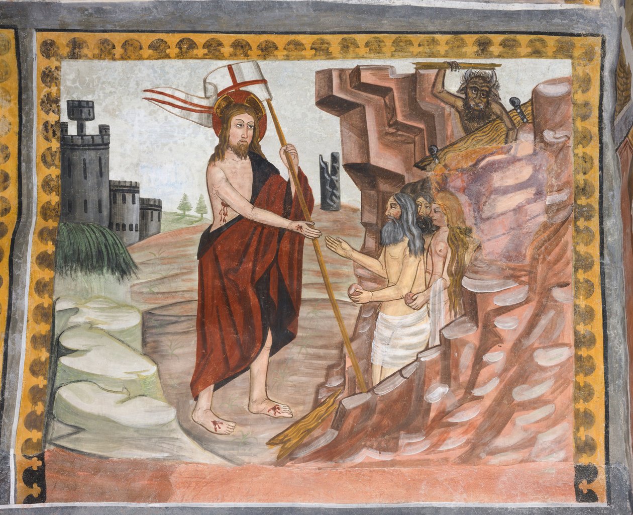 Historie Chrystusa: Jezus uwalnia Adama i Ewę ze świata podziemnego autorstwa Giovanni di Cherasco Botoneri