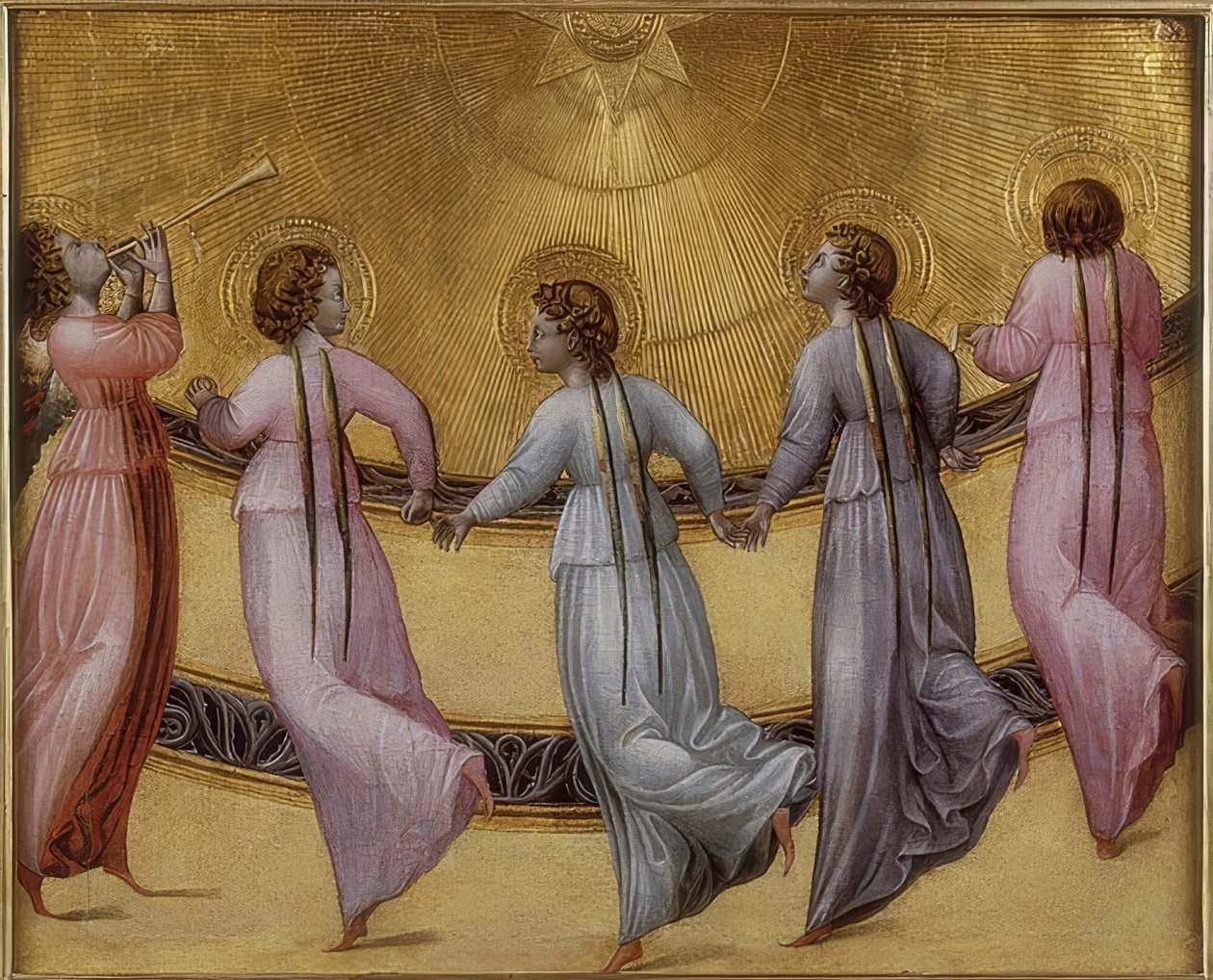 Pięć tańczących aniołów. Około 1436 autorstwa Giovanni di Paolo