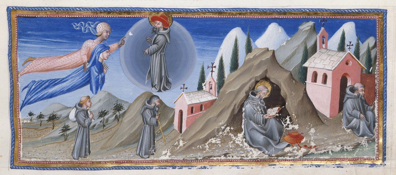 Ilustracja z „Boskiej komedii” Dantego Alighieri, ok. 1450 (welum) (detal 1109310) autorstwa Giovanni di Paolo