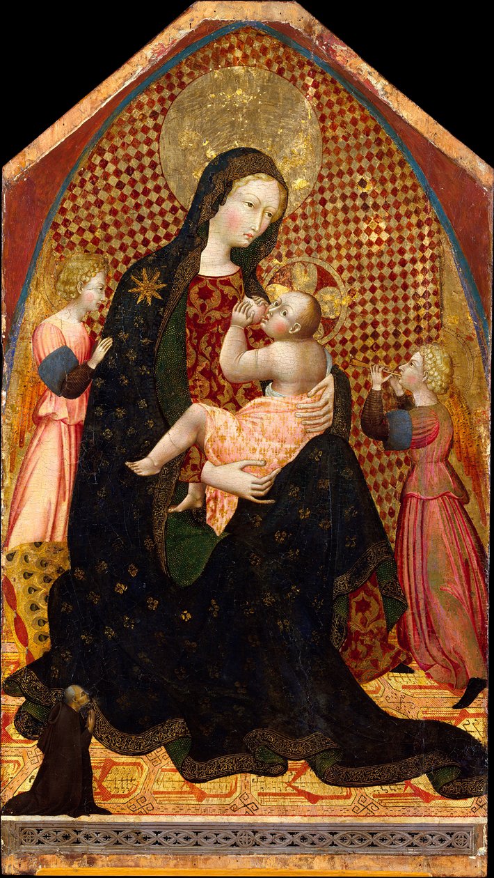 Madonna z Dzieciątkiem z Dwoma Aniołami i Darczyńcą, ca. 1445. autorstwa Giovanni di Paolo