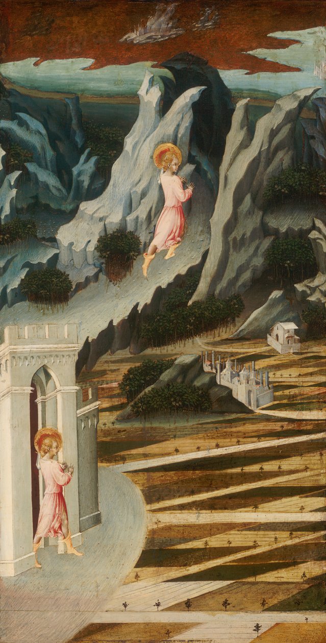 Św. Jan Chrzciciel wkraczający na pustynię, 145560. autorstwa Giovanni di Paolo