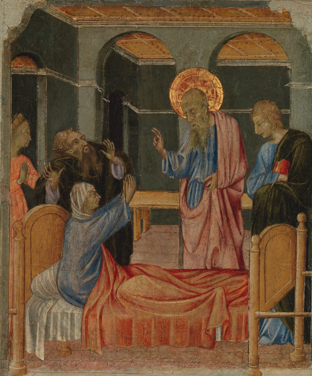 Św. Jan Ewangelista podnosi Druzjanę, ca. 1460. autorstwa Giovanni di Paolo