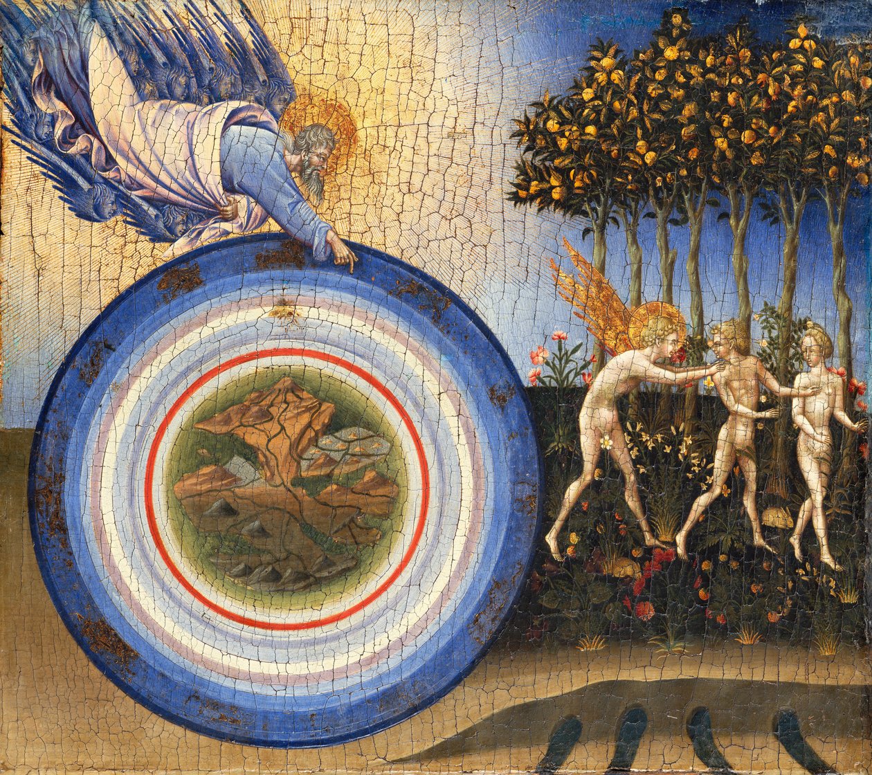 Stworzenie świata i wygnanie z raju, 1445. autorstwa Giovanni di Paolo