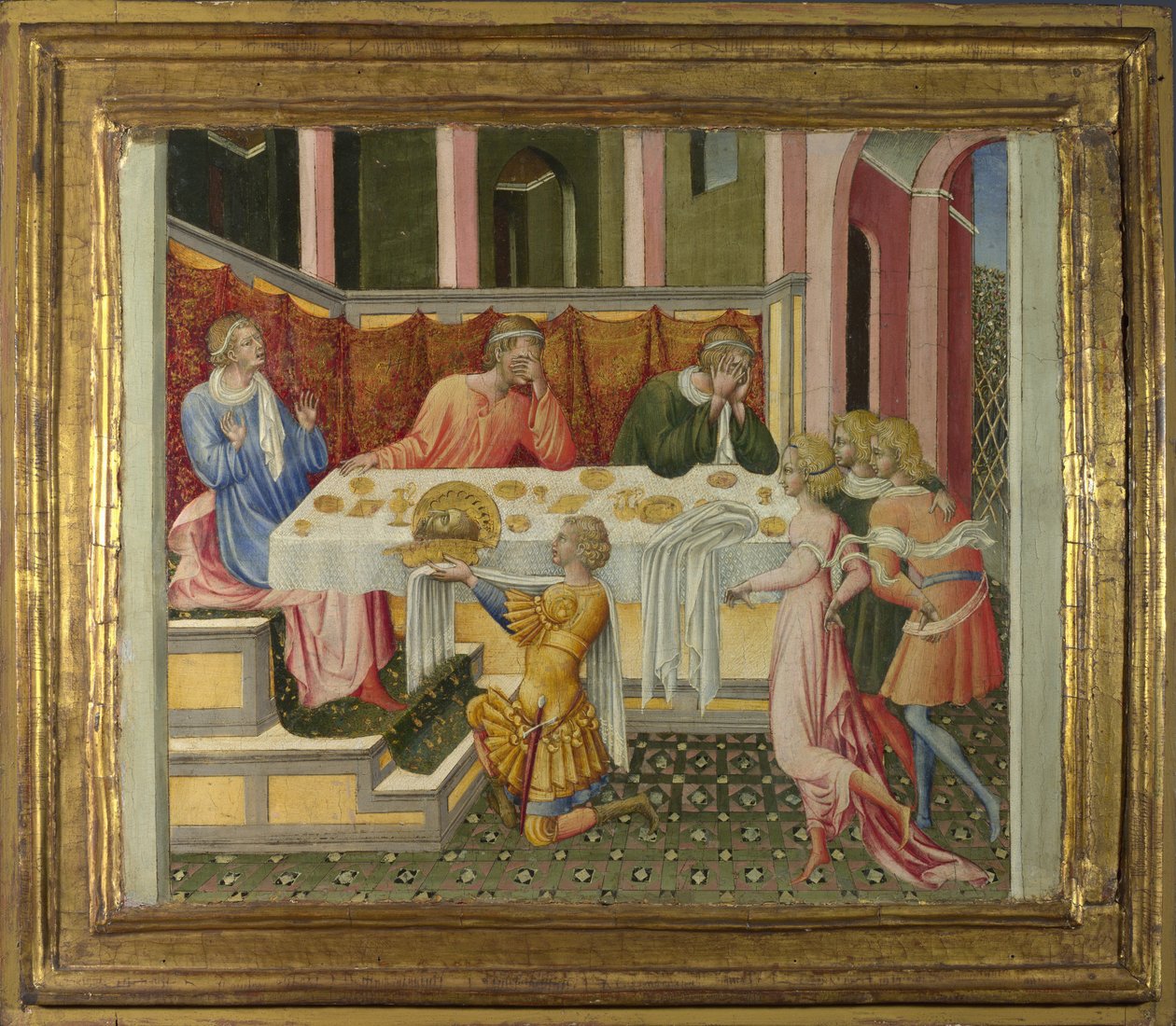 Głowa Jana Chrzciciela przyniesiona do Panelu Heroda Predelli, 1454 autorstwa Giovanni di Paolo