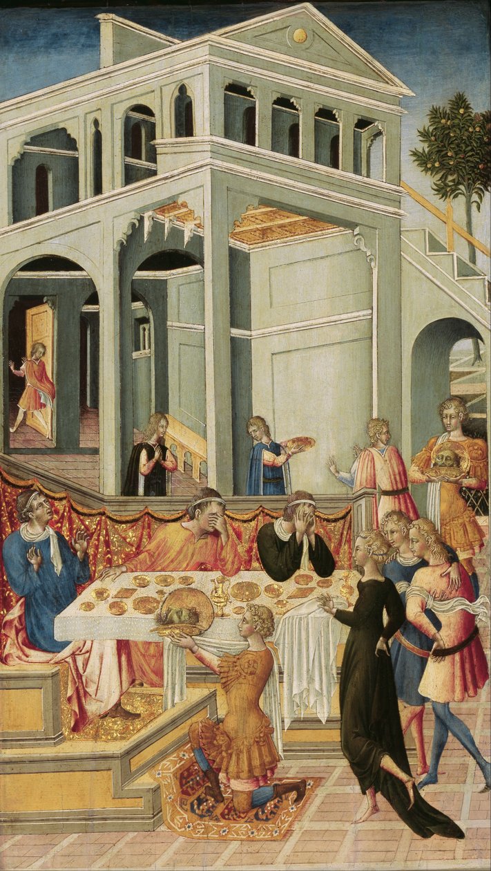 Głowa świętego Jana Chrzciciela przyniesiona przed oblicze Heroda autorstwa Giovanni di Paolo