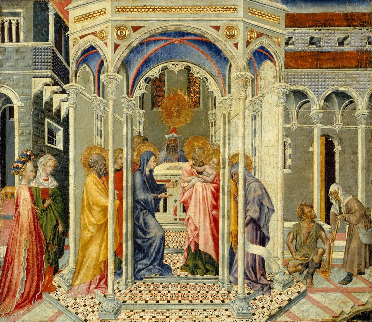 Ofiarowanie Chrystusa w świątyni, ca. 1435. autorstwa Giovanni di Paolo