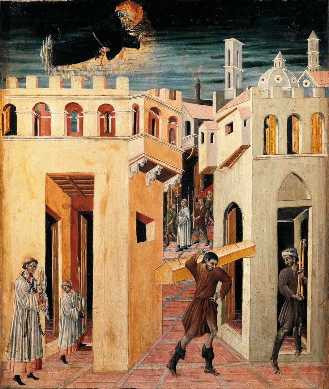 Cud Świętego Mikołaja z Tolentino (Malarstwo na drewnie) autorstwa Giovanni di Paolo di Grazia