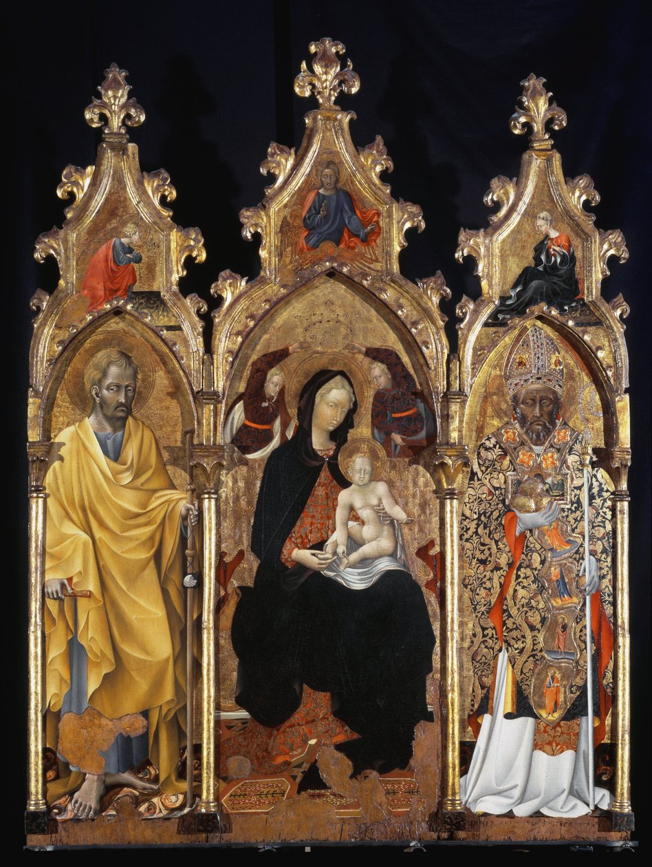 Tryptyk św. Mikołaja (San Niccolo) - tempera na panelu autorstwa Giovanni di Paolo di Grazia
