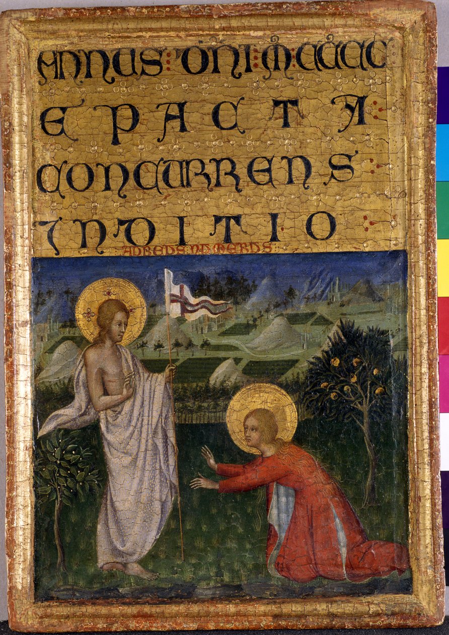 Noli me tangere, ok.1450 (tempera na drewnie topoli) autorstwa Giovanni di Paolo di Grazia
