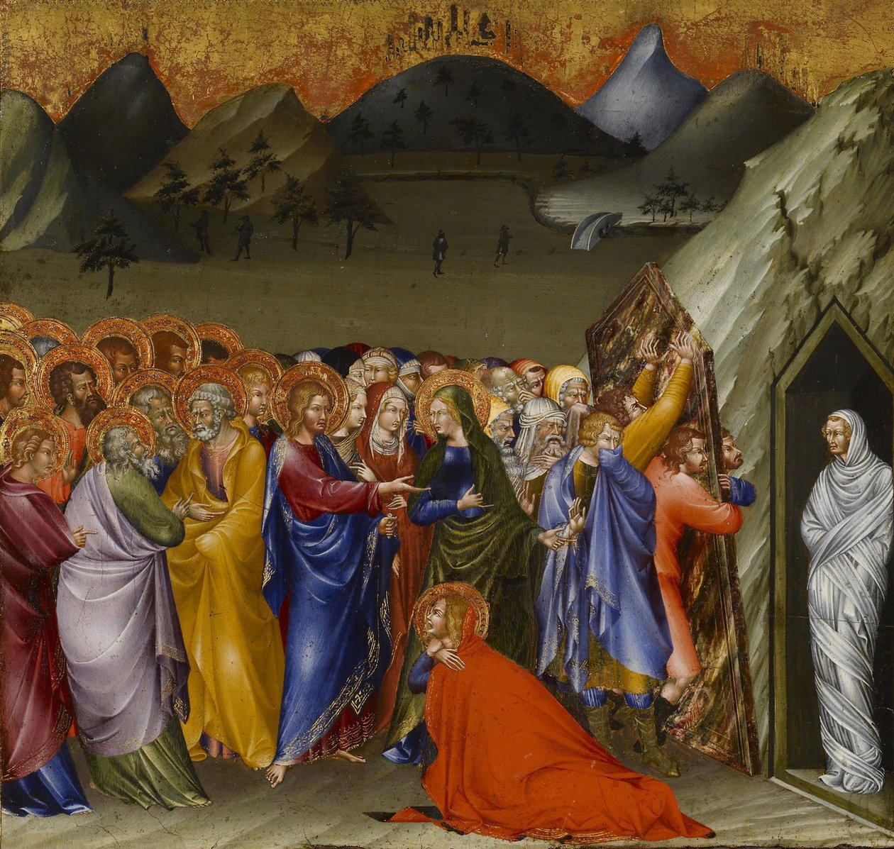 Wskrzeszenie Łazarza, 1426 (tempera i złoty płatek na desce) autorstwa Giovanni di Paolo di Grazia