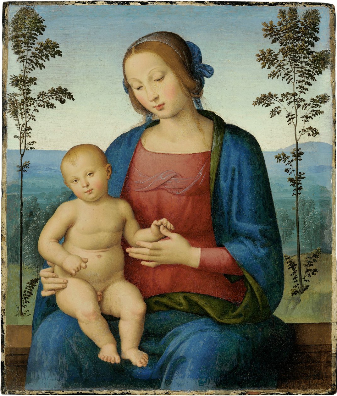 Dziewica z Dzieciątkiem (Madonna z Dzieciątkiem) - Obraz Lo Spagna (Giovanni di Pietro) (1450-1528), olej na desce (36,8x31,4 cm), renesans włoski - kolekcja prywatna autorstwa Giovanni di Pietro (c.1450 1529)