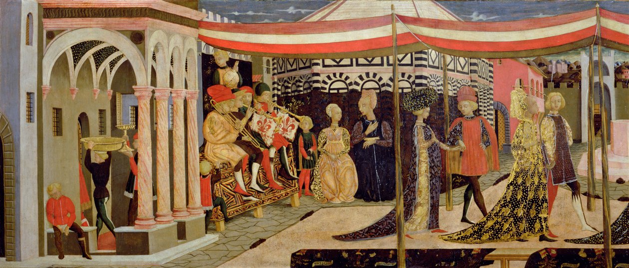 Przód Adimari Cassone, fragment lewej ręki, ok. 1450 tempera na detalu panelu 80304 autorstwa Giovanni di Ser Giovanni
