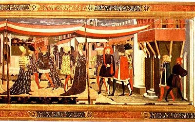 Front z Adimari Cassone, fragment prawej ręki, ok. 1450 (tempera na panelu) (szczegół 80304) (patrz także 123486) autorstwa Giovanni di Ser Giovanni Scheggia
