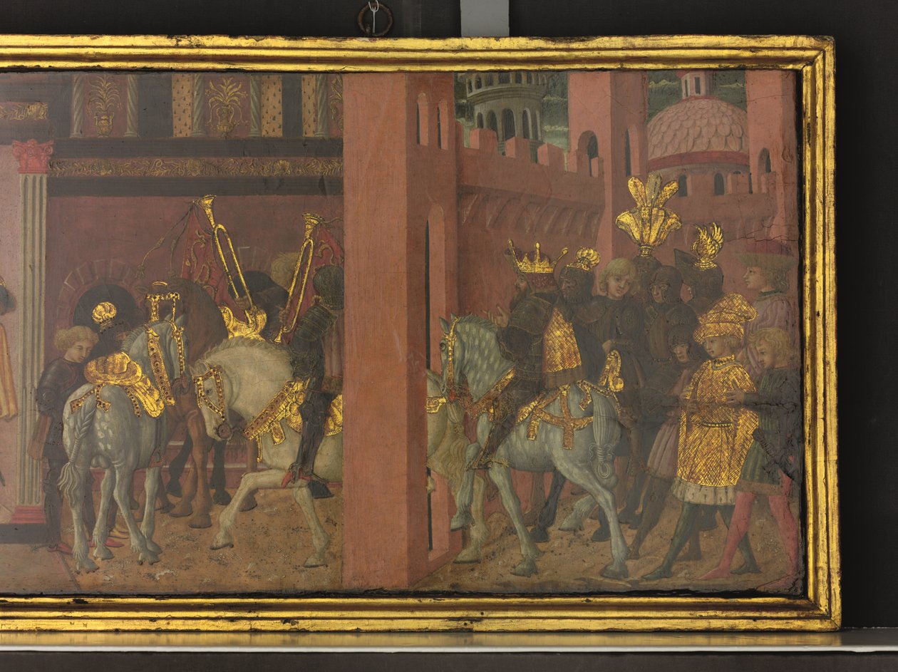 Opowieść o Trajanie i wdowie, detal panelu z cassone, ok. 1450 (tempera na panelu) autorstwa Giovanni di Ser Giovanni Scheggia