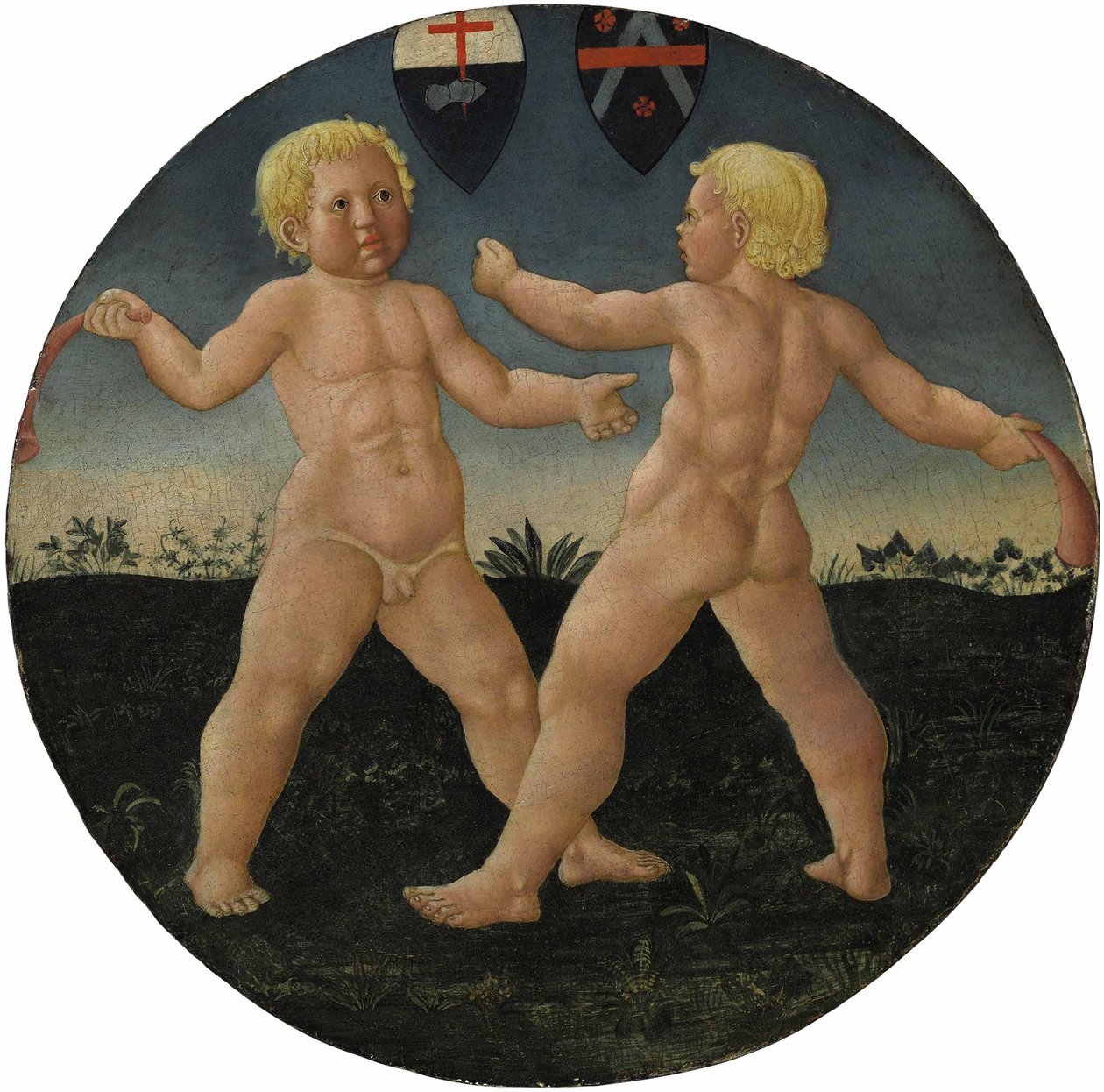 Desco da parto: Dwóch chłopców podczas zabawy autorstwa Giovanni Di Ser Giovanni Guidi