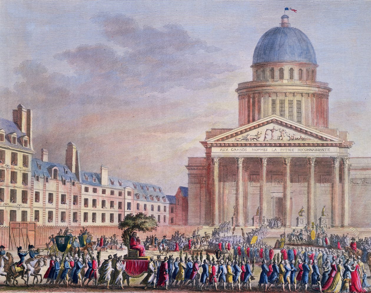Apoteoza i procesja pogrzebowa Jean-Jacques Rousseau (1712-78) do Panteonu, Paryż, 21 października 1794 autorstwa Karl Girardet