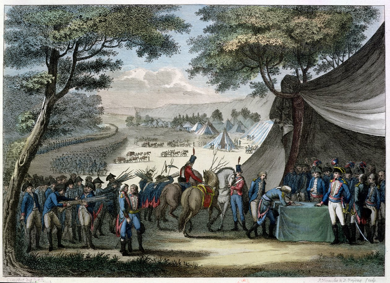 Pacyfikacja Wandei przez generała Hoche (1768-97) 20 kwietnia 1795 (kolor grawerowany) autorstwa Karl Girardet