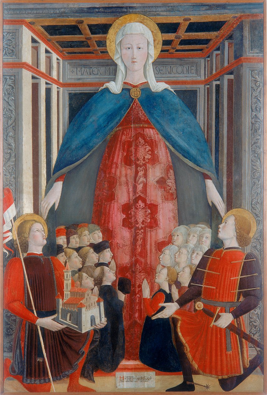 Madonna della Misericordia ze św. Wenancjuszem i św. Sebastianem, 1463 autorstwa Girolamo Giovanni