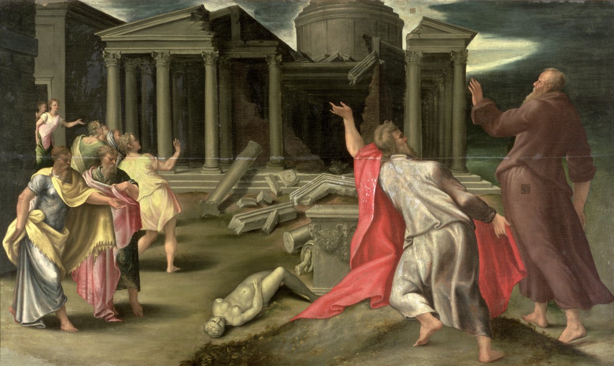 Scena z życia św. Jana Ewangelisty autorstwa Girolamo Mazzola Bedoli