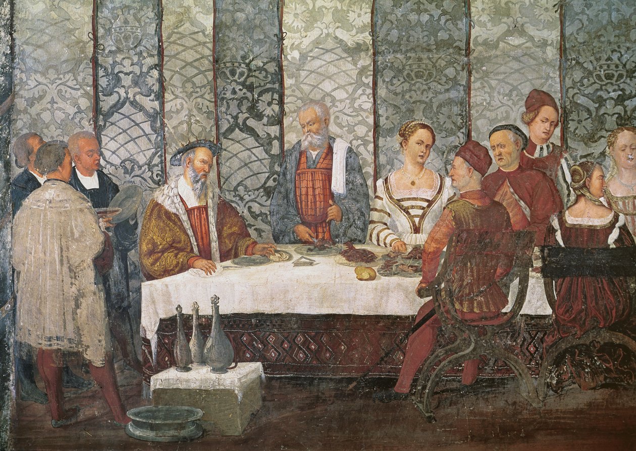 Bankiet wydany przez Bartolomeo Colleoniego dla króla Danii Christiana I, 1520-30 (detal) autorstwa Girolamo Romanino