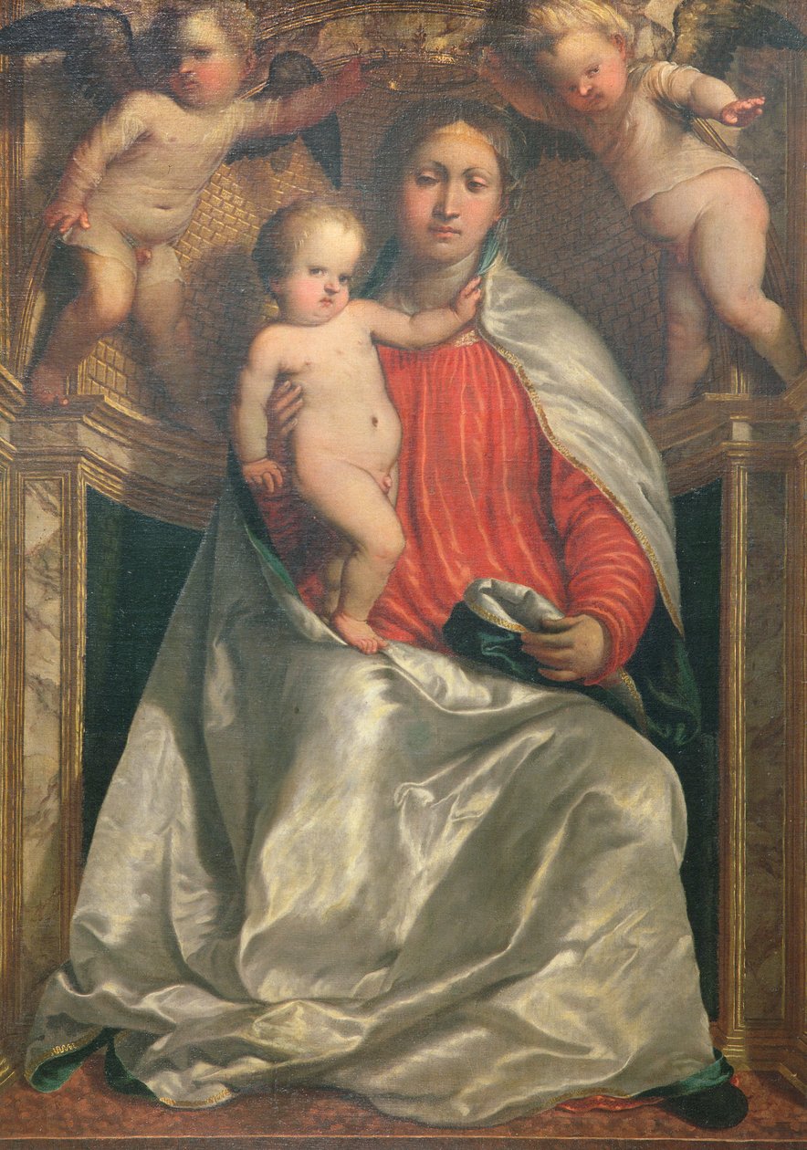 Madonna z Dzieciątkiem ukoronowana przez dwa anioły, ok. 1530 autorstwa Girolamo Romanino