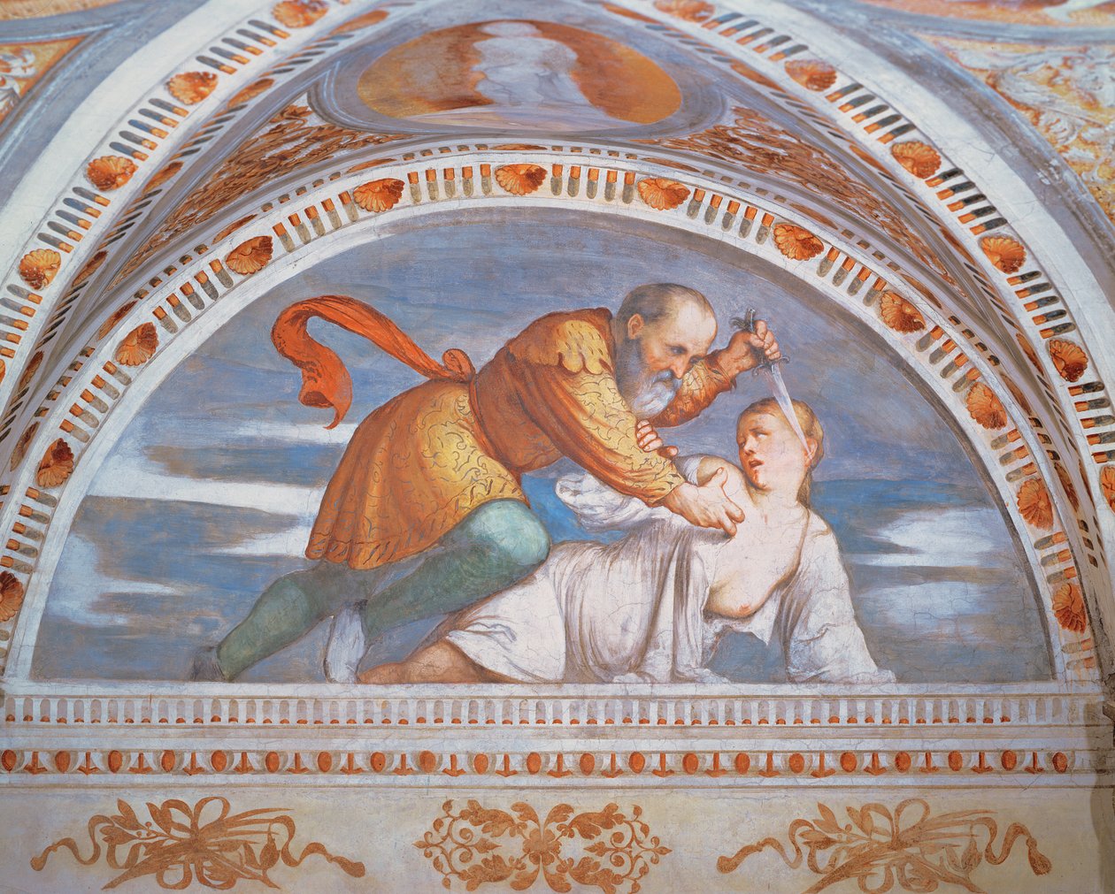 Śmierć Wirginii, luneta, 1531-32 autorstwa Girolamo Romanino