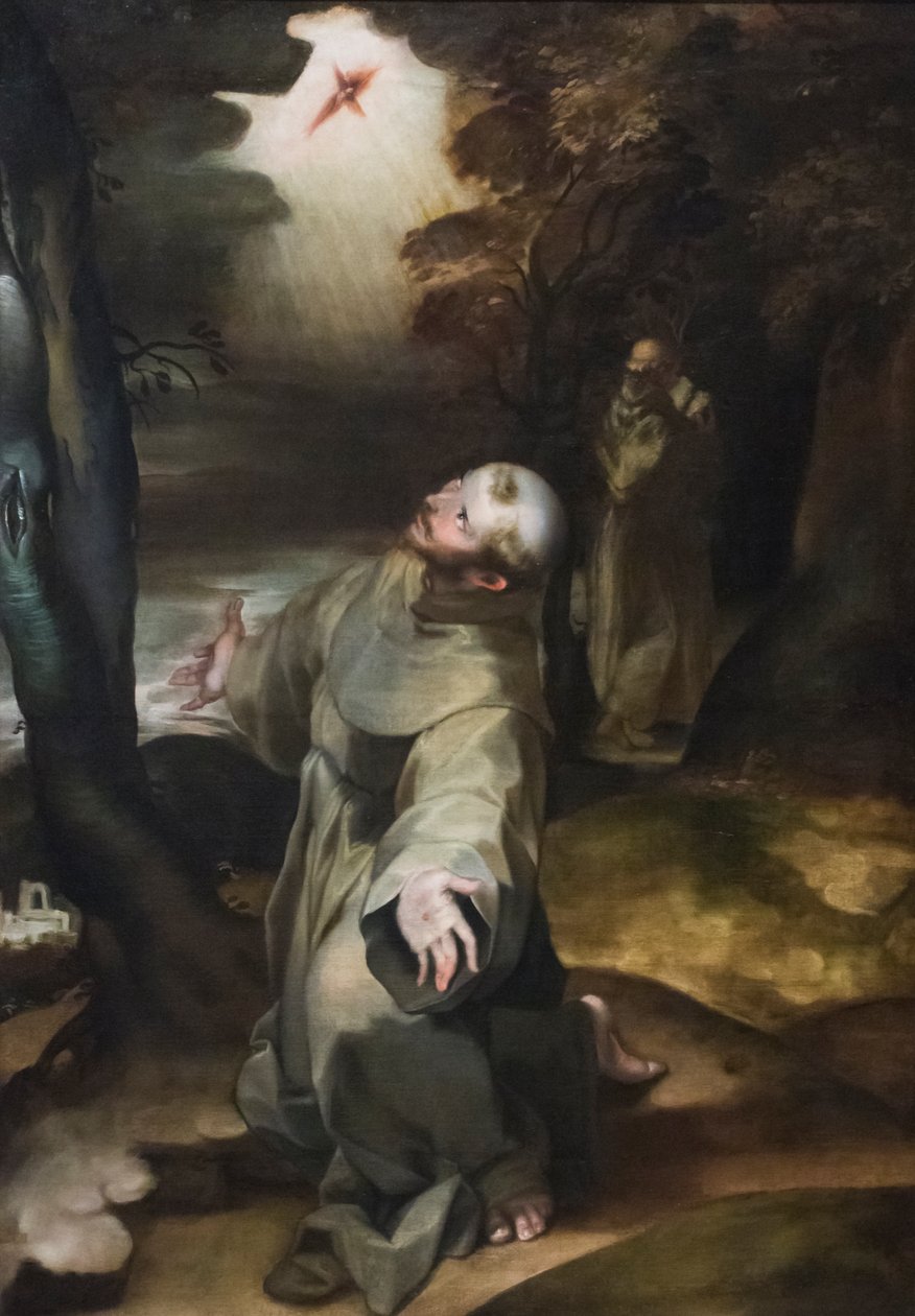 Święty Franciszek otrzymujący stygmaty (olej na desce) autorstwa Girolamo (follower of) Muziano