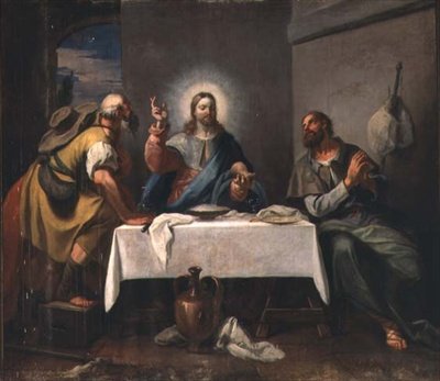 Wieczerza w Emaus (olej na płótnie) autorstwa Girolamo Brusaferro