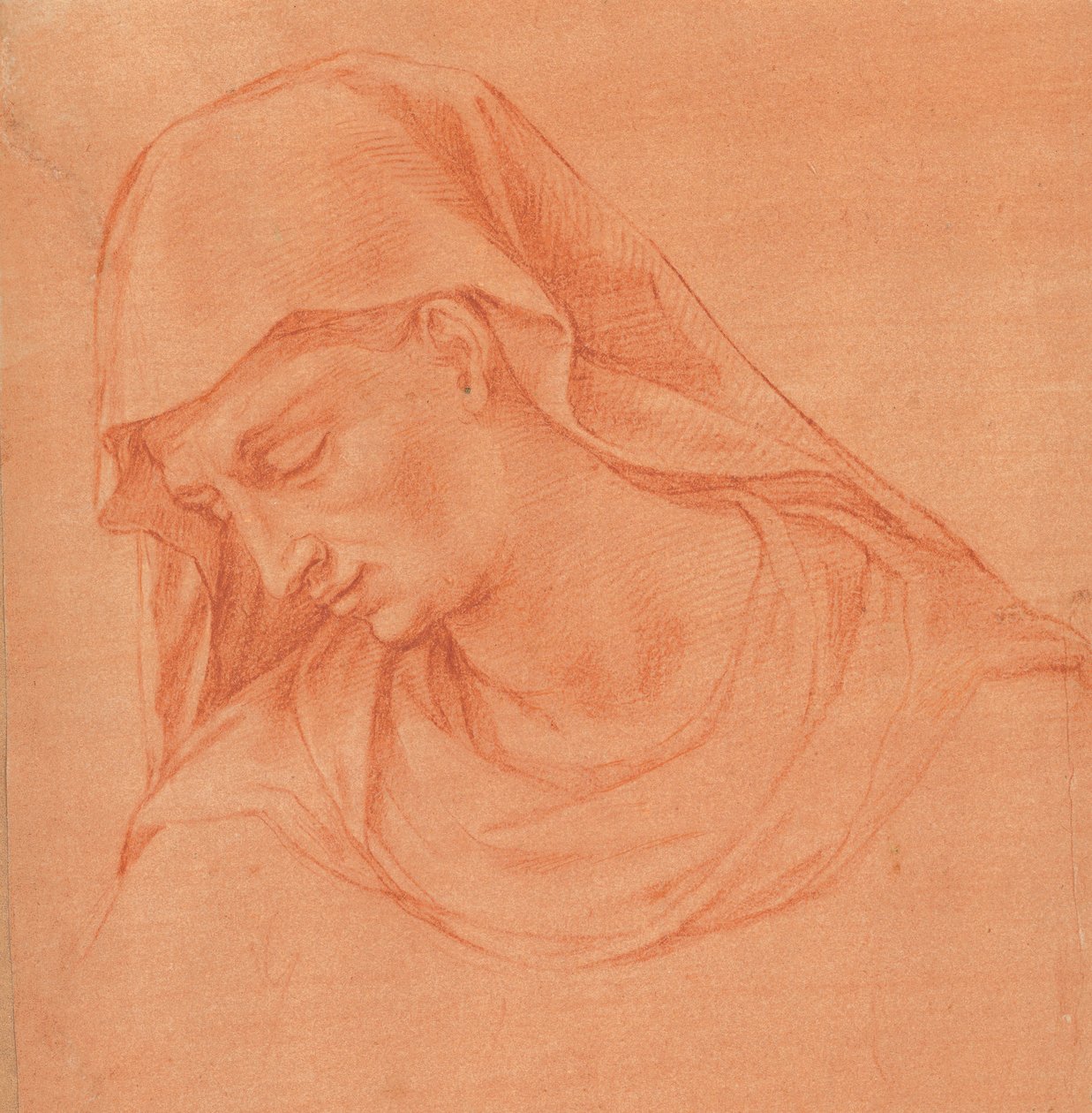 Głowa kobiety w żałobie w lewym profilu, ok. godz. 1575-80. autorstwa Girolamo Macchietti