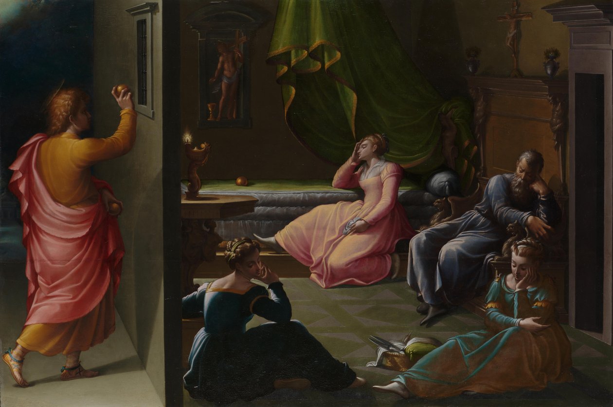 Miłosierdzie św. Mikołaja z Bari, ok. 1555 autorstwa Girolamo Macchietti