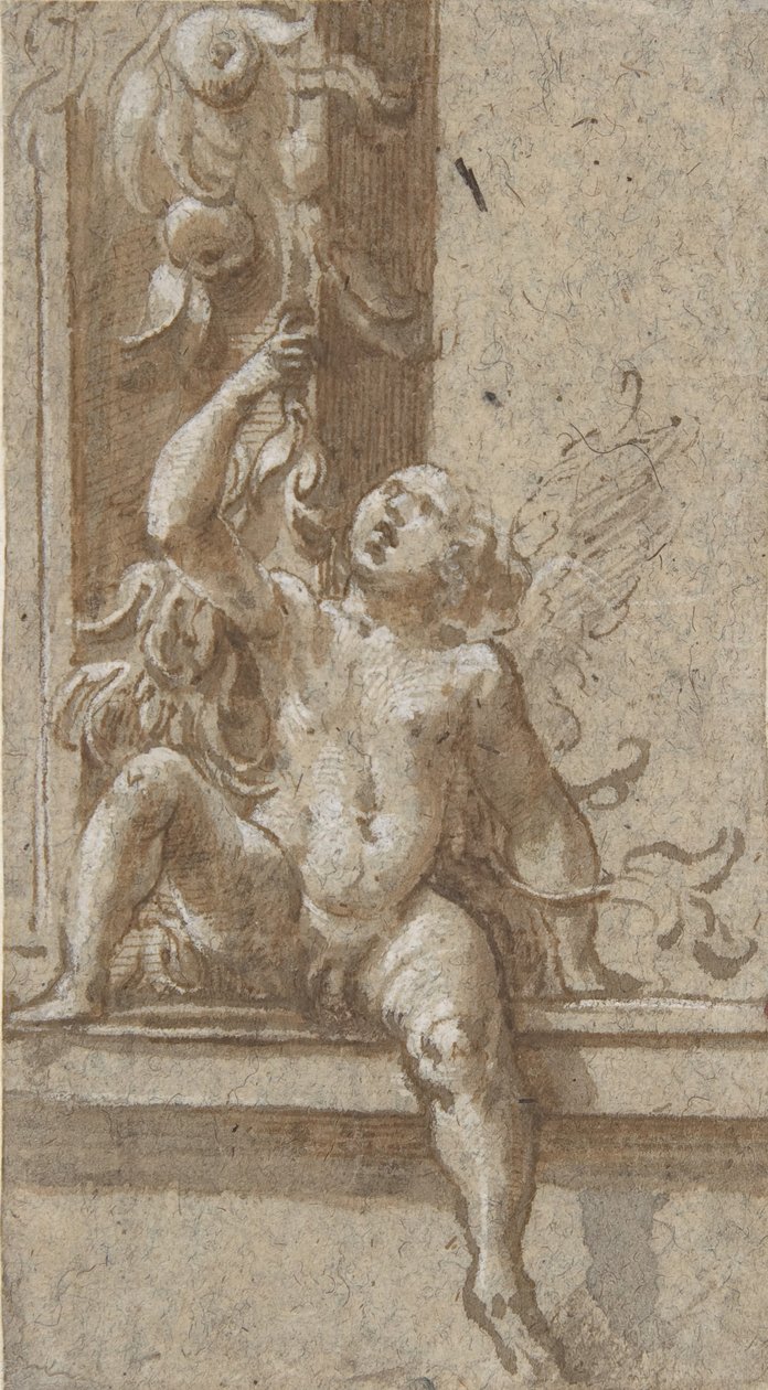 Putto na ramie, ca. 1538-40. autorstwa Girolamo Mazzola Bedoli