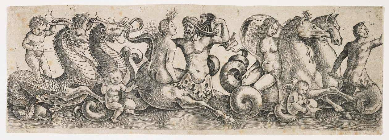 Fryz z trytonami i nimfami 1517 autorstwa Girolamo Mocetto