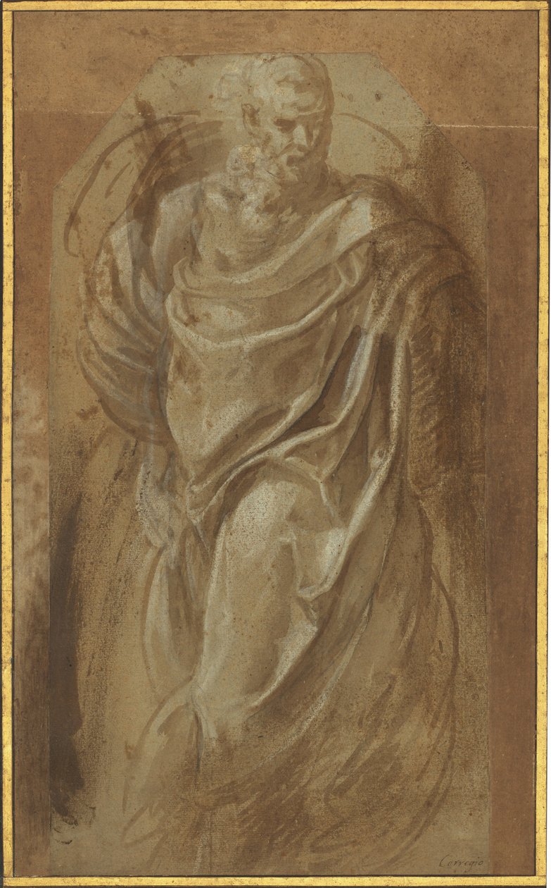 Stojący mężczyzna w klasycznej draperii autorstwa Girolamo Muziano