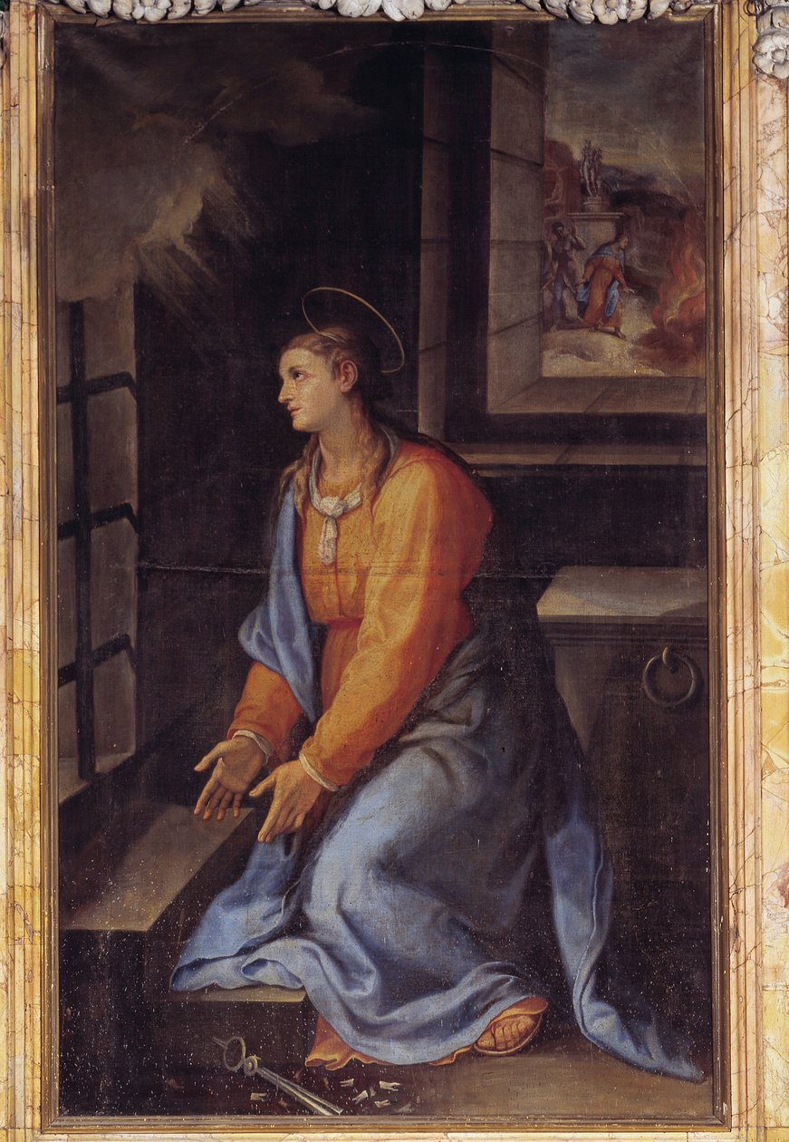Portret św. Apollonii w więzieniu (olej na płótnie) autorstwa Girolamo Muziano